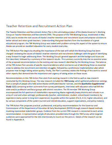 teacher retention and recruitment action plan