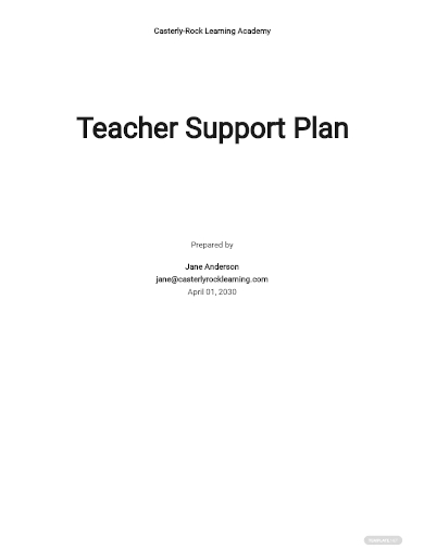 teacher support plan template
