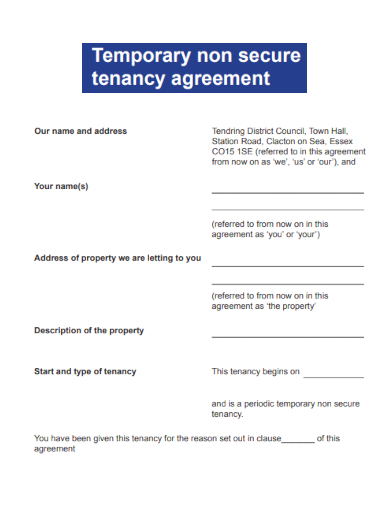 temporary nonsecure tenancy agreement