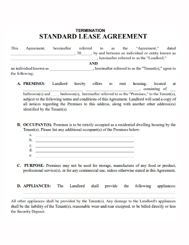 termination of lease agreement occupant by tenant