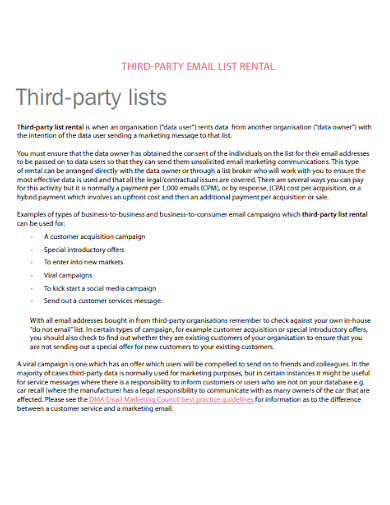 third party email list rental