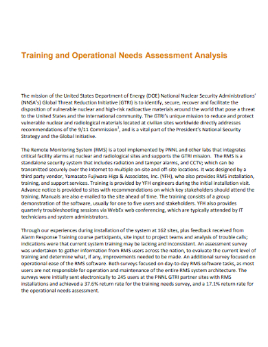 training and operational needs assessment analysis