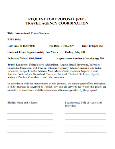 travel agency coordination proposal