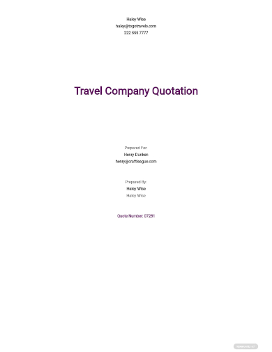 travel company quotation template