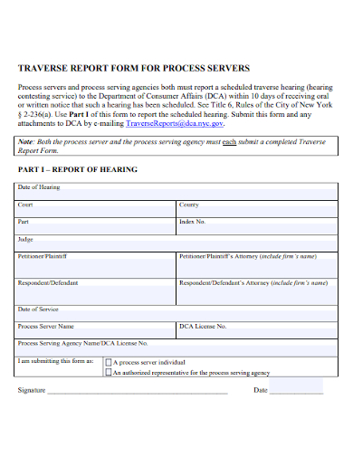 traverse report form for process servers