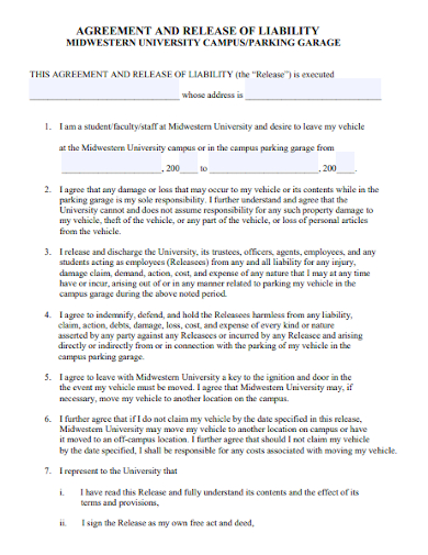 university campus release of liability agreement