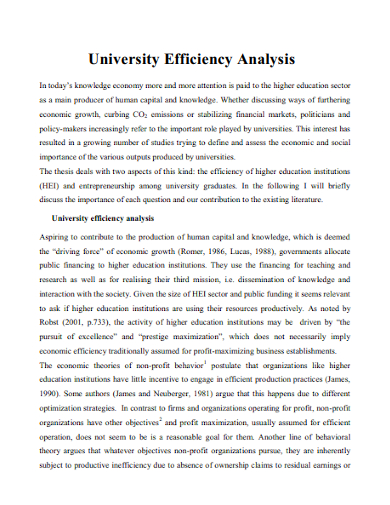 university efficiency analysis