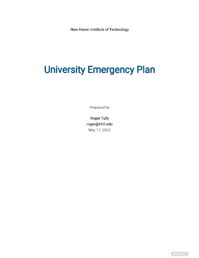 university emergency plan template