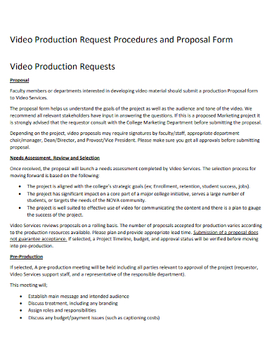 video production request procedures and proposal form