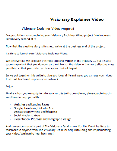 visionary explainer video proposal