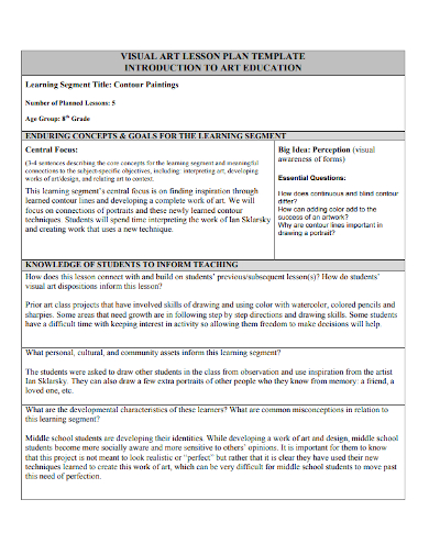 visual art lesson plan