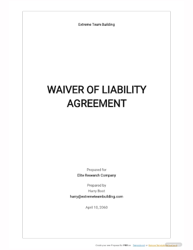 waiver of liability agreement template