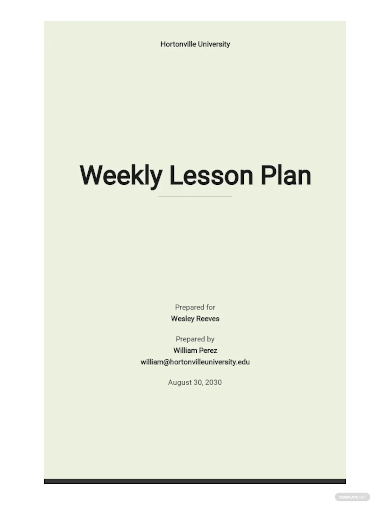 weekly lesson plan template