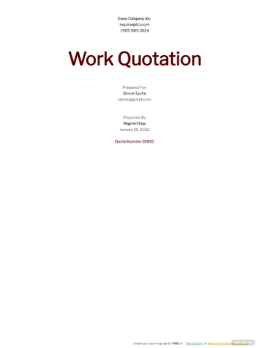 work quotation template