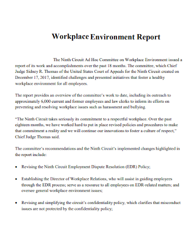 workplace environment report