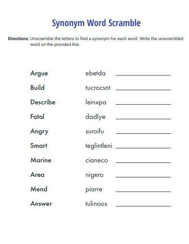 3rd grade synonym worksheet
