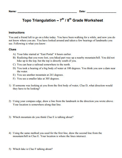 7th grade worksheet format