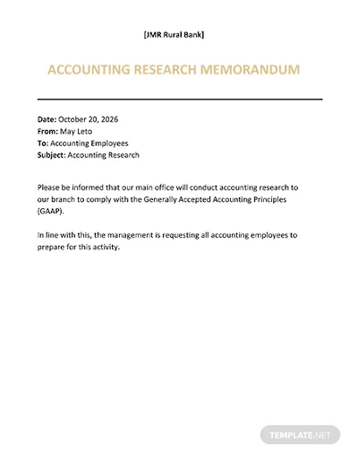 accounting research memo template