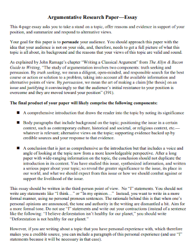argumentative research paper essay