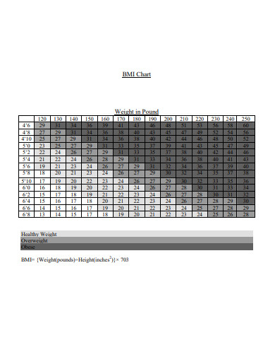 bmi chart format