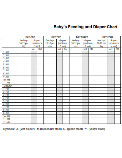 baby’s feeding and diaper chart