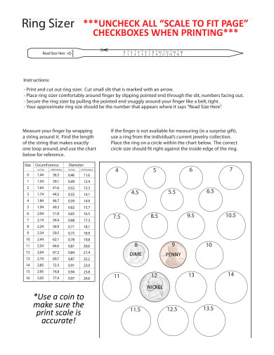 FREE 10+ Ring Size Chart Samples in PDF | Google Docs