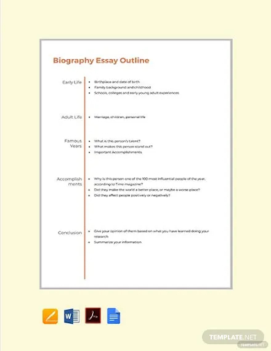 biography essay outline format template