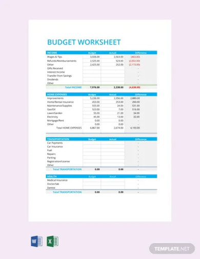 budget worksheet template1
