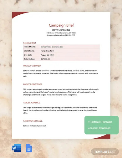 campaign brief template