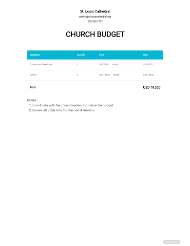 church budget worksheet
