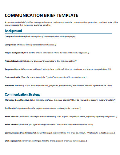 communication brief template