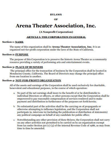 corporate theater bylaws