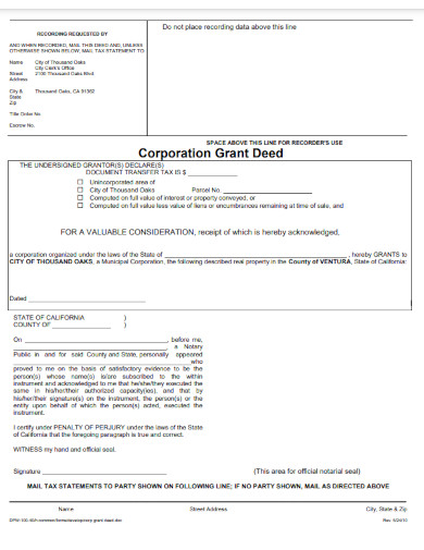 corporation grant deed sample
