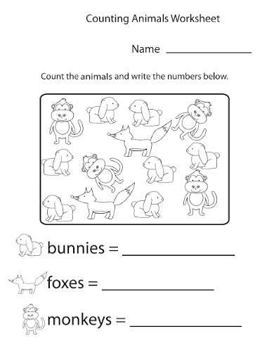 counting animals worksheet