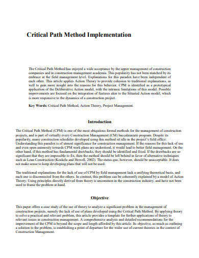critical path implementation