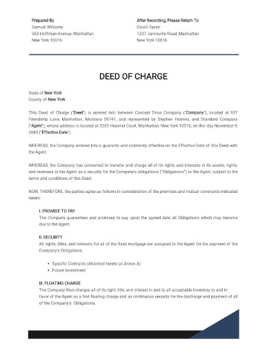 deed of charge