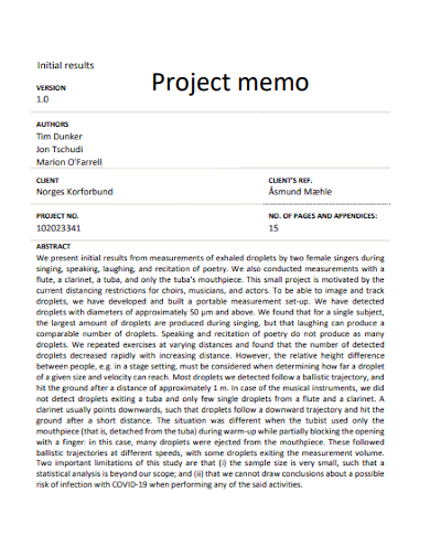 editable project memo