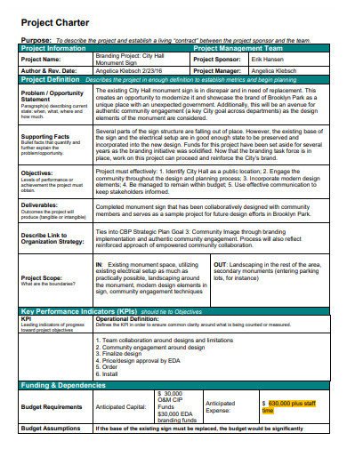 formal project charter