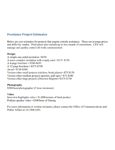 freelance project estimates