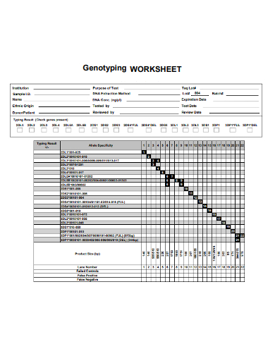 genotyping worksheet