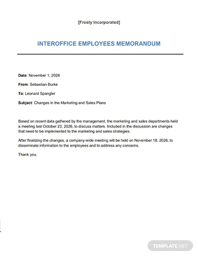 interoffice memo to employees