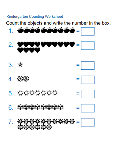 kindergarten counting worksheet
