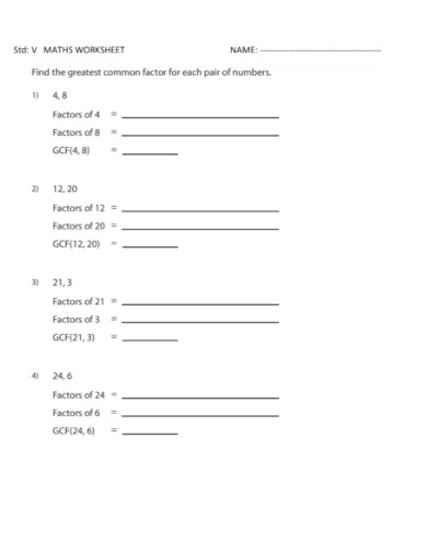 maths worksheet example