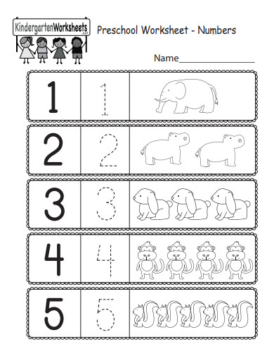 numbers preschool worksheet