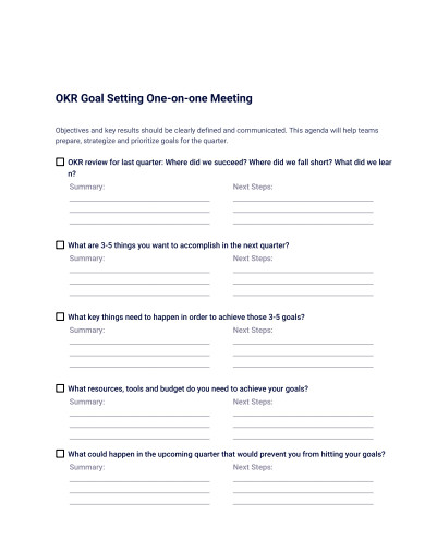 okr goal setting meeting template