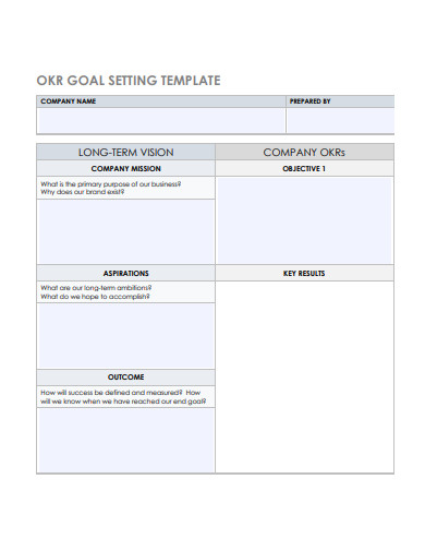 okr goal setting sheet