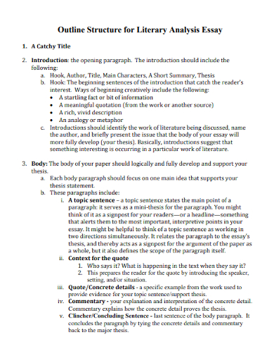 outline structure for literary analysis essays