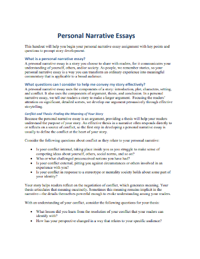 free personal narrative essay
