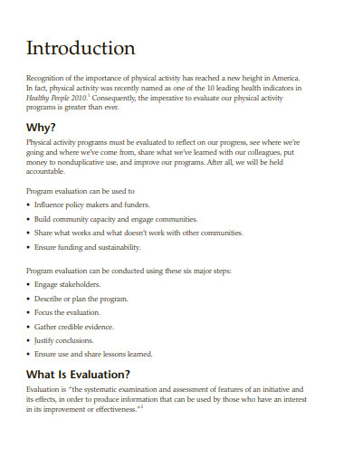 physical activity evaluation handbook