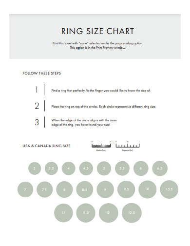 professional ring size chart